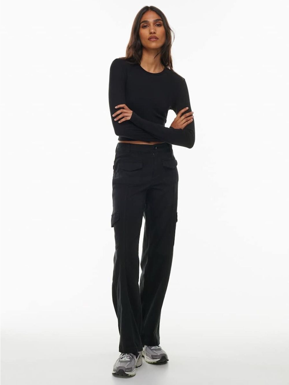 TNA Black Relay Cargo Utility Pants 4 Goth Streetwear Grunge Drop in Pockets